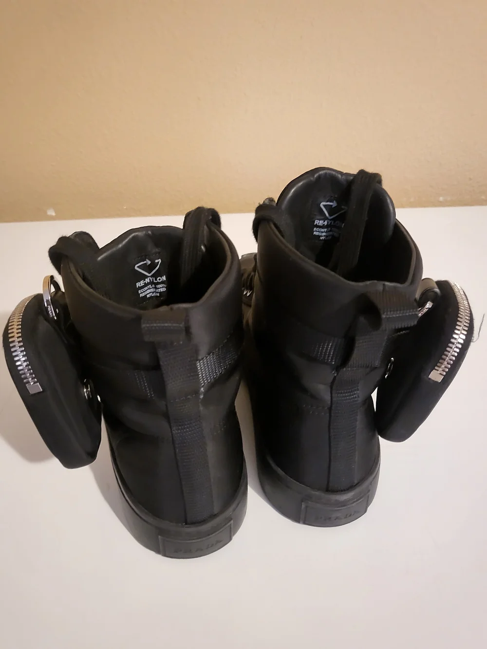 Prada Black High-Top Women's Sneakers with Ankle Buckle